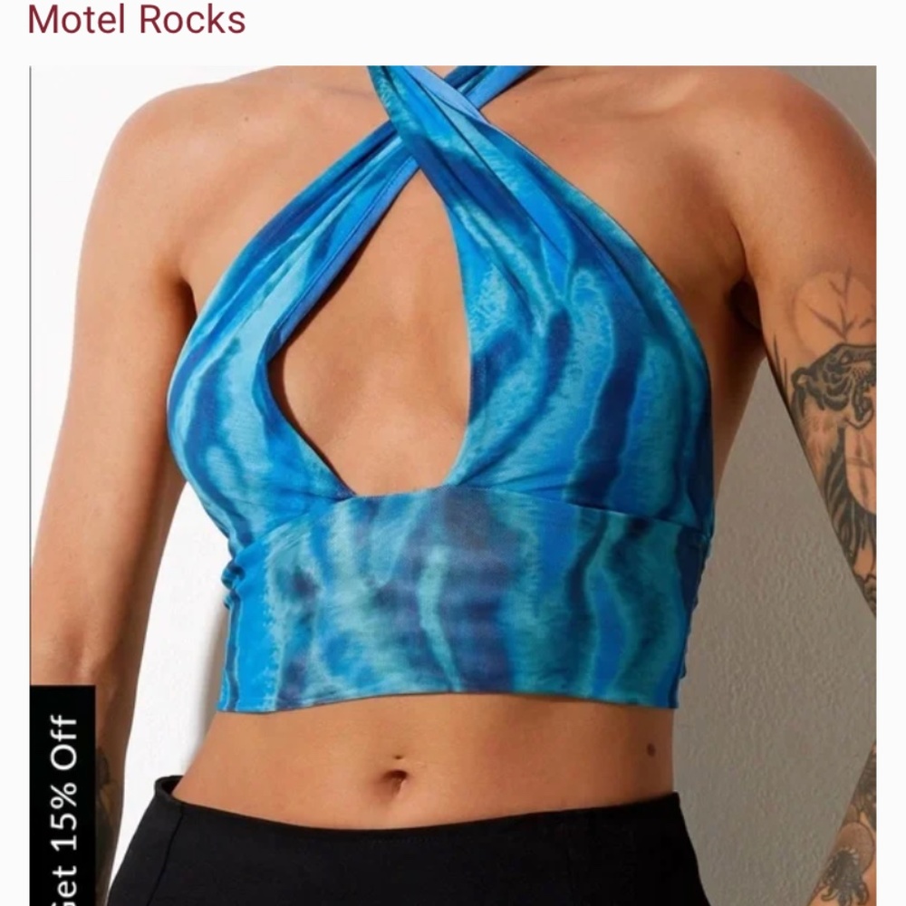 Motel Rocks Blue Wrap Crop Too
